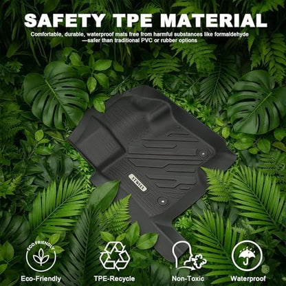 All Weather Floor Mat for 2014-2018 Chevy Silverado/GMC Sierra 1500 Crew Cab, 2015-2019 SLV/SRA 2500 3500 HD,TPE Car Mat Full Set 1st & 2nd Row All Weather Anti-Slip Waterproof Odorless - size: Chevy, style: 14-18 Chevy Silverado