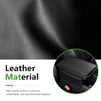 Soft Leather Car Center Console Cover, 8.66" x 11.42" Waterproof Armrest Pad with 2 Storage Bags, Scratch Resistant Middle Console Protector, Universal for Car SUV Truck Sedan (Black) - color: Black
