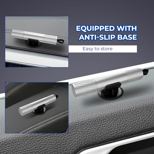 2 Pack Car Safety Hammer Car Window Breaker Seatbelt Cutter Emergency Escape Tool Car Glass Breaker for Land and Underwater Life-Saving Car Safety Kit Essentials Car Accessories (Black+Silver) - color: Black+Silver