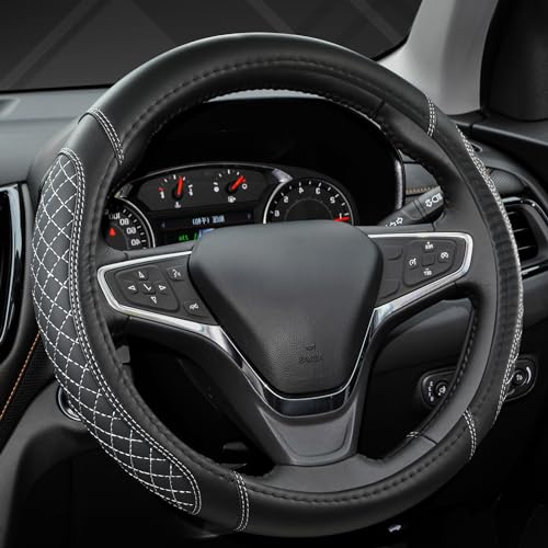 West Llama Customized Auto Car Steering Wheel Cover for Toyota Tacoma,4Runner,Tundra,Sequoia,15.5-16 inch(Diamond Quilted-Black+Gray-Large Size) - color: B-Black+Gray, size: Large size (15 ½''-16'')