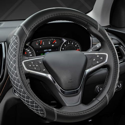 West Llama Customized Auto Car Steering Wheel Cover for Toyota Tacoma,4Runner,Tundra,Sequoia,15.5-16 inch(Diamond Quilted-Black+Gray-Large Size) - color: B-Black+Gray, size: Large size (15 ½''-16'')