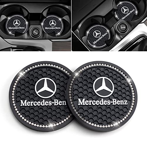 Car Cup Holder Coaster for Mercedes-Benz Recessed Silicone Cupholder Coaster Interior Accessories 2.75in 2 Pack Black