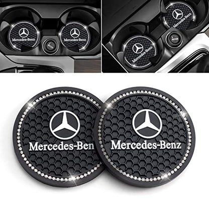 Car Cup Holder Coaster for Mercedes-Benz Recessed Silicone Cupholder Coaster Interior Accessories 2.75in 2 Pack Black