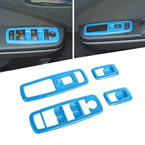 Voodonala Window Lift Switch Trim for 2011-2025 Dodge Charger Durango, for 2010-2017 RAM, ABS Light Blue 4pcs - color: Light Blue, size: 2010-2017