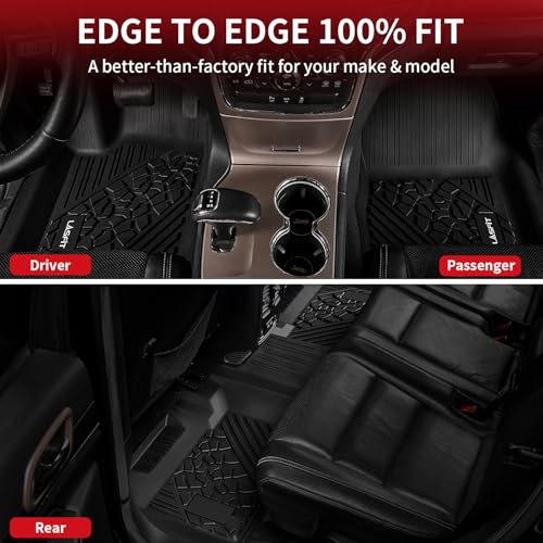LASFIT Floor Mats & Trunk Mat for Jeep Grand Cherokee 2016-2021 Grand Cherokee WK 2022 All Weather TPE Custom Fit Car Cargo Liner Black - style: Grand Cherokee 16-21