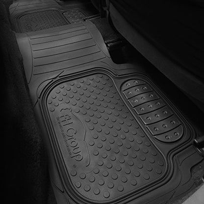 FH Group Automotive Floor Mats Climaproof for All Weather Protection Universal Fit Heavy Duty Rubber fits Most Cars, SUVs, and Trucks (Full Set Trim to Fit) Black - color: Black