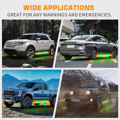 XRIDONSEN 2PCS 60 inch Amber Green Emergency Lights Strip 720 LED Running Board Strobe Lights Side Flashing Warning Safety Caution Lights for Tow Plow Trucks Construction Vehicles Pickup SUV Jeep - color: Amber/Green