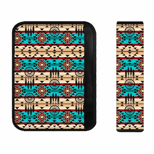 Blue Native American Car Seat Belt Cover, Universal Car Seat Belt Strap Seatbelt Covers Car Accessories Decoration Accessory for Adults Women Men Neck Shoulder Pads Backpacks Schoolbag Sports Guitars - color: Blue Native American