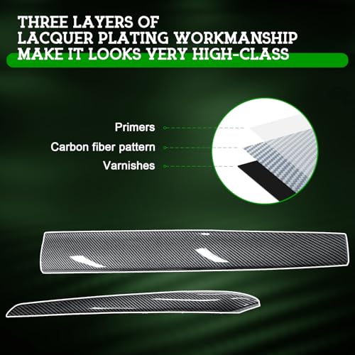Dashboard & Door Trim Cover Wrap for Tesla Model Y 2019-2024, Model 3 2021-2023 -Gloss Carbon Fiber Pattern ABS 4PCS Interior Armrest Panel Protection Kit, Adhesive Style Upgrade - color: Gloss Carbon Fiber
