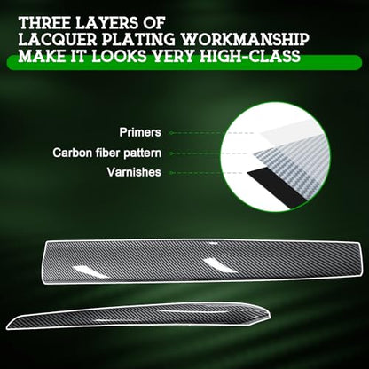 Dashboard & Door Trim Cover Wrap for Tesla Model Y 2019-2024, Model 3 2021-2023 -Gloss Carbon Fiber Pattern ABS 4PCS Interior Armrest Panel Protection Kit, Adhesive Style Upgrade - color: Gloss Carbon Fiber