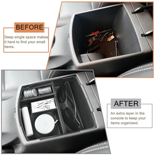 HGWEI Center Console Tray Organizer Compatible with Kia Seltos 2020 2021 2022 2023 2024 2025 2026 Accessories, Middle Armrest Insert Container ABS Secondary Storage Box, Black - color: black