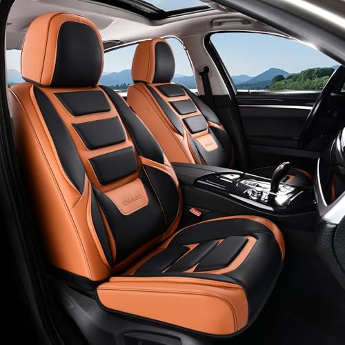 Coverado Car Seat Covers, Front Covers for Cars, Car Seat Cover Front Seats, Automotive Seat Cover, Waterproof, Leather Car Seat Cushion, Universal Interior Covers Seat Protectors for Most Cars - color: Brown_Black, size: Front Pair