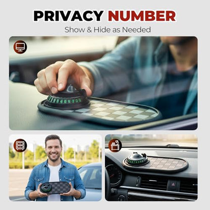 Multifunctional Car Anti-Slip Mat with 360° Rotating Phone Holder & Temporary Parking Number, Anti Slip Mat for Car Dashboard, Multi Functional Cell Phone Holder for Sunglasses Keys Small Items (#D) - color: #D