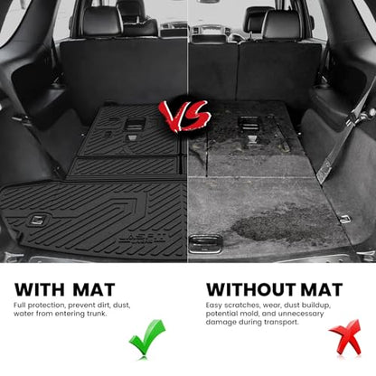 LASFIT Trunk Mat for Dodge Durango 2011-2026, Fit 2nd Row Bench Seating(7seats) & 2nd Row Bucket Seating 6seats, Not for 5 Seats, All Weather TPE Custom Fit Car Mat Cargo Liner, Black - style: 5) Durango | 2016-2026 |7-Seat/6-Seat Trunk Mat
