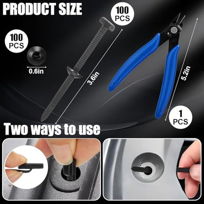 XANGNIER 2025 New 100 Pcs Nylon Universal Cable Tie Buckle with Wire Cutter,Multipurpose Self Locking Zip Tie Clips Automotive,Snap Fit Nylon Fastening Clip for Car Repairs Auto Bumper Fender Liner - color: Upgrade 100pcs
