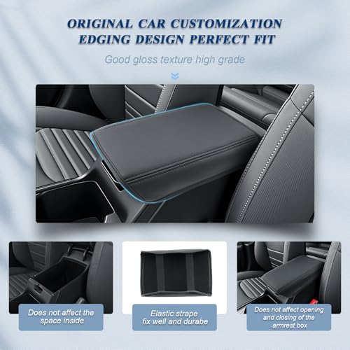 BIBIBO for 2025 2026 Kia K4 Center Console Cover 2025-2026 Kia K4/2026 Kia K4 Hatchback Arm Rest Cover 2025 Kia K4 Accessories 2025 K4 Hatchback Armrest Pad - color: Black-for 2025+Kia K4 (Thin)