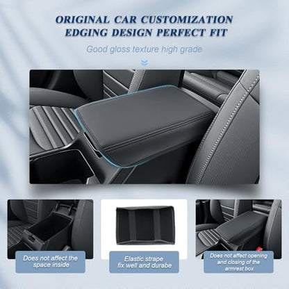 BIBIBO for 2025 2026 Kia K4 Center Console Cover 2025-2026 Kia K4/2026 Kia K4 Hatchback Arm Rest Cover 2025 Kia K4 Accessories 2025 K4 Hatchback Armrest Pad - color: Black-for 2025+Kia K4 (Thin)