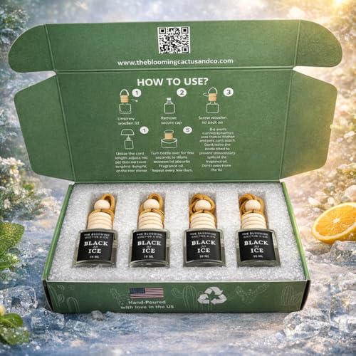 4 Pack Air fresheners | Long lasting car air fresheners, Hand-made in USA | Small room diffuser | Small Business Woman Owned. (10 ml Black Ice (Type) set of 4) - style: 10 ml Black Ice (Type) set of 4