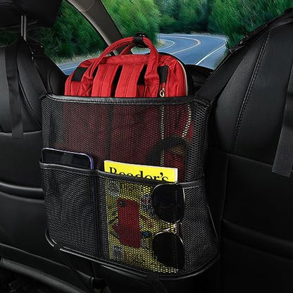 Cavalcade Car Net Pocket, Back Seat Mesh Organizer, Automotive Console Handbag Holder, Netting Pouch Storage Bag for Car, Barrier of Backseat Pet Kids, Black