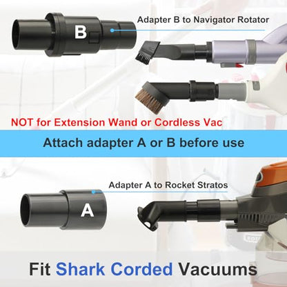 Vacuum Attachments Compatible with Shark Corded Vacuums, Navigator NV350 NV360 Rotator NV501 Rocket HV300 Stratos, 1 1/4" Accessories with Extension Hose Adapters (Car Detailing Kit) - style: Car Kit A