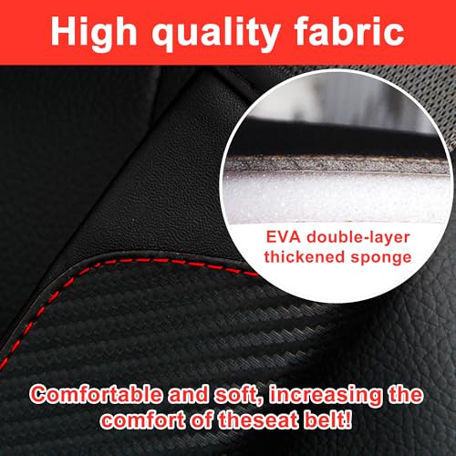 2PCS Car Seat Belt Cover pad, Carbon Fiber Safety Seatbelt Shoulder Strap Covers, Breathable Leather Soft Harness Pad Protect Your Neck and Shoulder (2, Black) - color: Style 2-Black