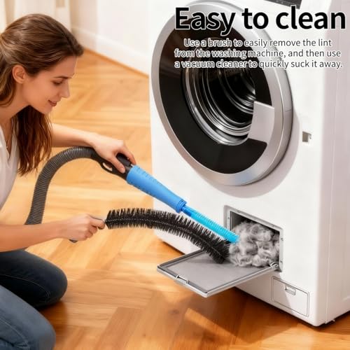 Dryer Vent Cleaner Kit - Universal Vacuum Hose Attachment & Lint Brush, Effectively Clean Clogged Dryer Ducts, Fit Most Vacuums for Dryer, Refrigerator Coils & Behind Appliances
