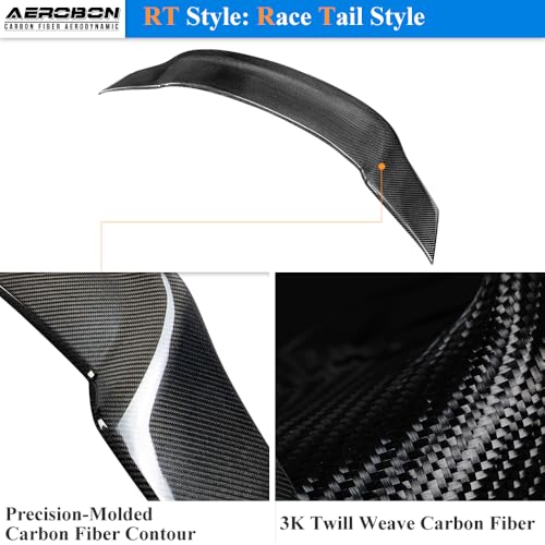 AeroBon Real Carbon Fiber Trunk Spoiler Compatible with 2014-2020 Audi A3 S3 RS3 Spoiler 8V Sedan Rear Spoiler (RT Style) Race Tail - size: RT