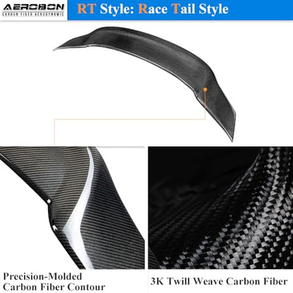 AeroBon Real Carbon Fiber Trunk Spoiler Compatible with 2014-2020 Audi A3 S3 RS3 Spoiler 8V Sedan Rear Spoiler (RT Style) Race Tail - size: RT
