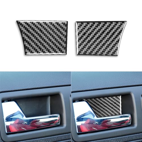 2pcs Real Soft Carbon Fiber Car Inner Door Handle Bowl Panel Anti-Collision Cover Decoration Trim Sticker Compatible with Ford Mustang GT/Shelby 2009-2014 Auto Interior Accessories Black - color: Inner Door Bowl