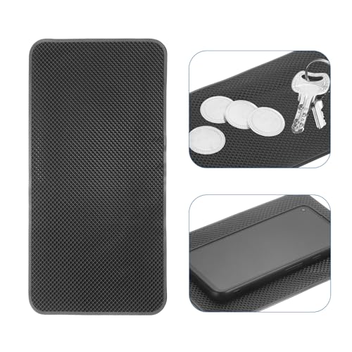 HARFINGTON 4pcs Car Dashboard Anti-Slip Mat 10.6" x 6" Universal Sticky Dash Pad Grid Pattern Washable Reusable Car Non-Slip Mats for Phone Keys Sunglasses Electronic Devices, Black
