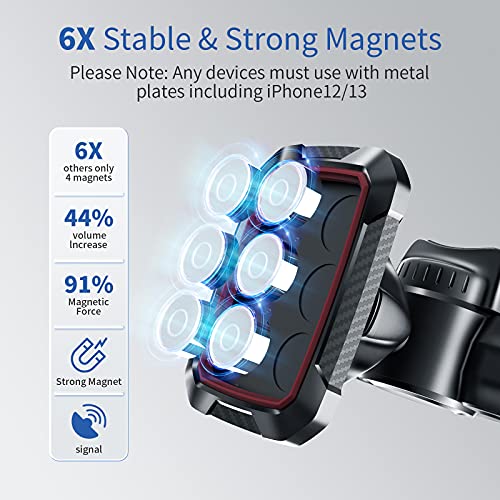 OQTIQ Magnetic CD Phone Car Mount for Car CD Player, Built-in 6 Strong Magnets, Compatible with iPhone 17 16 15 14 13 12 Series,Samsung Galaxy, LG, and More, Secure Mounting with Anti-Slip Pads - color: Black-Red