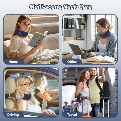 Travel Pillow with Heat,Vibration Massage,Portable Rechargeable Adjustable Airplane Neck Pillow,with Headrest Support for Head,Neck,and Chin,for Pain Relief at Home,Car,Office,Travel