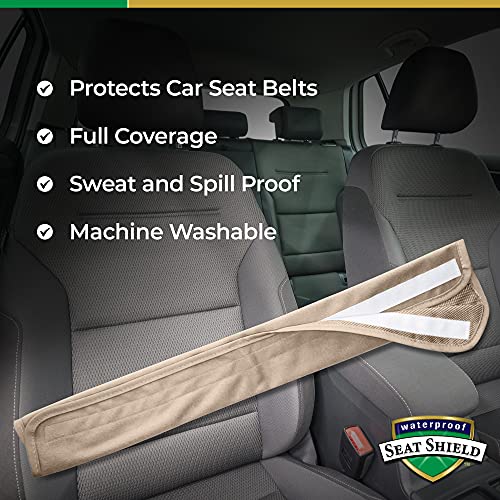 Seatbelt Covers - Removable Car Seat Belt Cover for Women, Men, Kids - Tan 20 in Long Waterproof Seat Belt Cushion with Protection from Sweat and Odor for All Vehicles - color: Tan
