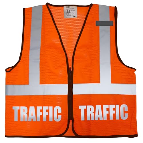 Traffic Control Safety Vest with Reflective logos front and back, Type R Class. - color: Safety Orange, size: Small-Medium