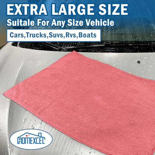 HOMEXCEL Professional Large Microfiber Car Drying Towels 2 Pack, Lint Free, Scratch Free, Highly Absorbent Drying Towel for Cars, SUVs, RVs, Trucks, and Boats,31" x 24",Red - color: Red
