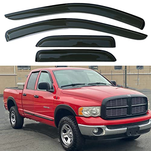 Window Visors Rain Guards for 2002-2008 Dodge Ram 1500,03-09 Dodge Ram 2500 3500 4500 5500, Only Quad Cab Side Window Deflectors Vent Visor Sun Shades - size: For 2002-2008 Dodge Ram 1500 Crew Cab