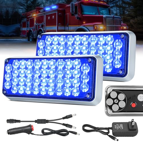 Nilight 2PCS Blue Strobe Magnetic Lights Portable Warning Hazard Light Surface Mount Waterproof 5 Patterns for 12V 24V Off Road Eergency Vehicles - color: 42LED Blue