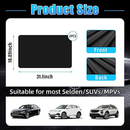 Kewucn Car Window Sun Shade, 2PCS Auto Front and Rear Windshield Curtains with Magnetic, UV Rays Protection&Sun Heat Block Car Window Covers, Universal Privacy Sunshades for Cars (Black-Back Window) - color: Black-Back Window