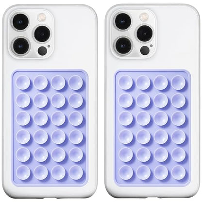 LvShuLiangPin 2 Pack Silicone Suction Phone Case Mount, Silicon Adhesive Phone Grip for Smartphones, Hands-Free Mirror Shower Phone Holder for Selfies, Tiktok Videos (Lavender) - color: Lavender