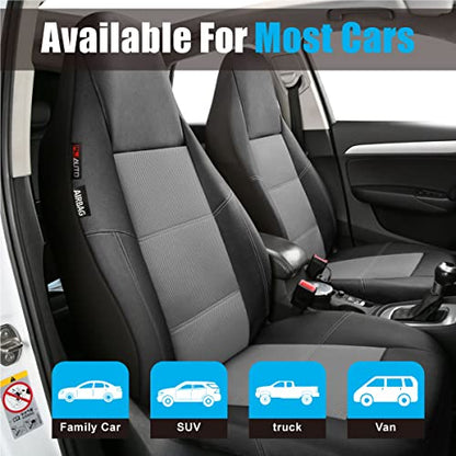 P&J AUTO Leather and Mesh High Back Car Seat Cover Front Pair Integrated Bucket Seat Airbag Compatible (Grey) - color: BK GY1