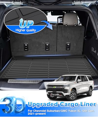 Cargo Liner for Chevy Suburban & GMC Yukon XL 2021-2025 2026, All Weather Cargo Mat for Suburban Accessories, Behind The 3rd Row Seats Trunk Mat, Heavy Duty Car Mats, Car Accessories - size: 5)chevy Suburban & Gmc Yukon XL 2021-2026