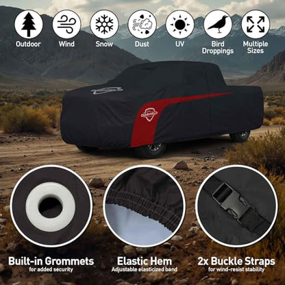 Ultimum Lite Truck Car Cover for 1992-2000 Chevrolet Chevy C/K Pickup Truck Crew Cab 6.5 ft Bed with Zipper Breathable All Weather Protection Scratch, Dust, Sun, Snow, Rain Protection Indoor Outdoor - color: Black