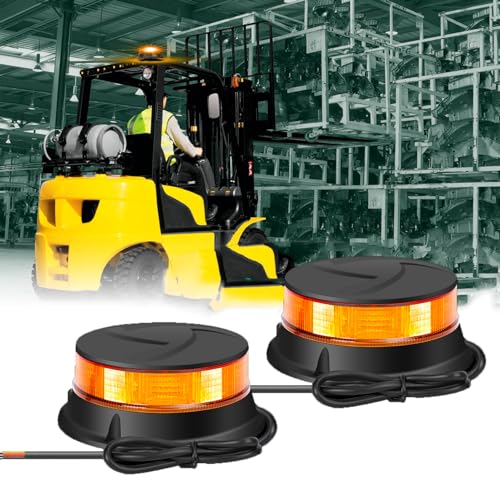 DAYSEN 2Pcs Amber Strobe Beacon Lights - 360° Rotating Emergency Light with 7 Flash Modes, 12V/24V Compatible for Trucks, Tractors, ATV/UTV, Golf Carts (4.2" Permanent Mount) - size: Screw (2pcs)