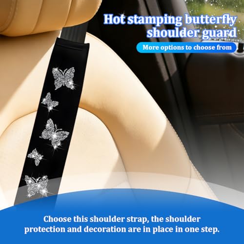 Car Seat Belt Covers, 2PCS Butterfly Soft Vehicle Seatbelt Shoulder Strap Pad Cushions, Comfortable Automotive Interir Harness Pad, Universal for SUV Automobile Truck (Silver) - color: Silver