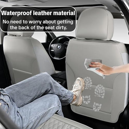 Light Gray Car Seat Covers, Universal Fit for Most Vehicles, Premium Waterproof Leather, Pet-Friendly Car Seat Covers with Lumbar Support, Slip-Resistant, Airbag-Compatible, Protects Car Interior - color: Light Gray