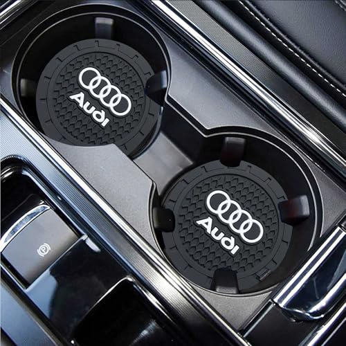 Car Cup Holder Coaster Compatible with Audi A3 RS3 A4 A5 A6 A7 RS7 A8 Q3 Q5 Q7 R8 Recessed Silicone Cupholder Coaster Interior Accessories 2.75in 2Pack - color: Black-06