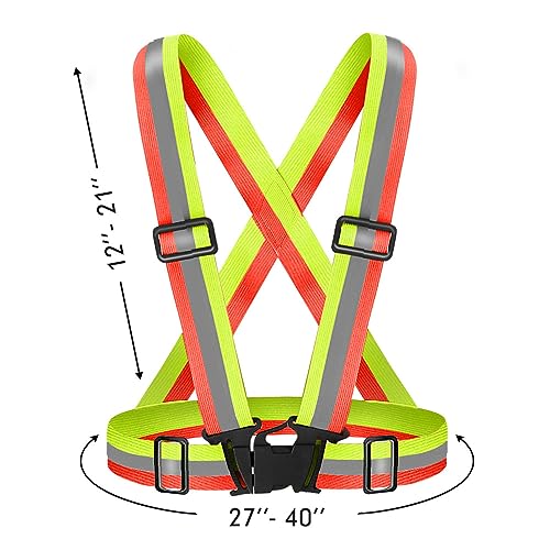 High Visibility Reflective Vest Safety Vest Running Reflective Gear Adjustable Reflective Vest for Walking,Jogging,Hiking,Night Cycling - color: Bicolor