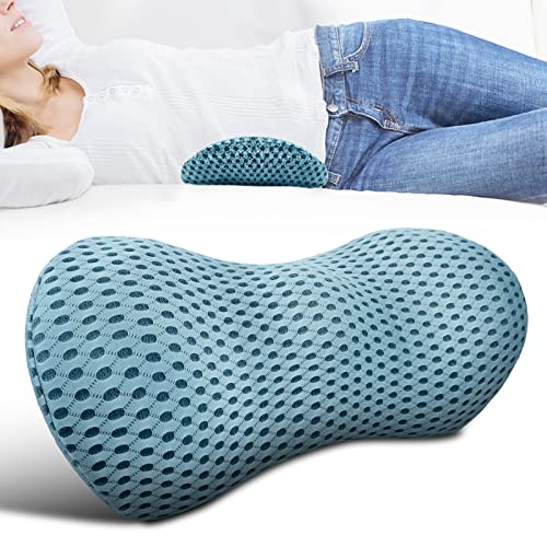 Lumbar Support Pillow for Office Chair, Memory Foam Lumbar Pillow for Lower Back Pain Relief (Blue) - color: Blue