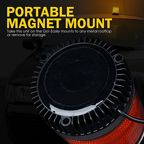 Xprite Amber LED Beacon Light, Forklift Strobe Lights w/Magnetic Base for Construction Vehicles, TowTrucks, Security Patrol, Postal, Golf Carts, UTV ATV, Snow Plows - color: Yellow