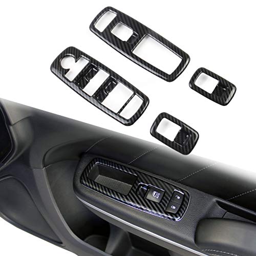 Carbon Fiber Window Lift Trim Switch Panel Cover Trim for Dodge Charger 2011+/ Chrysler 300 2015-2021 Black - color: Black